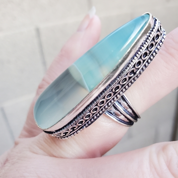 New Botswana Agate 925 Silver Statement Ring. - Picture 10 of 13